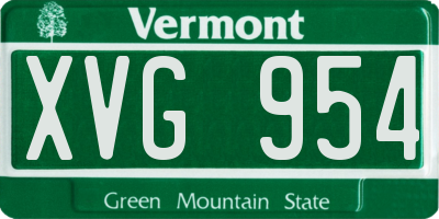 VT license plate XVG954