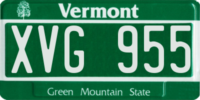 VT license plate XVG955