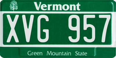 VT license plate XVG957