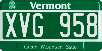 VT license plate XVG958