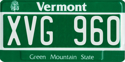 VT license plate XVG960
