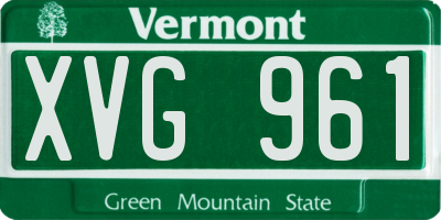 VT license plate XVG961