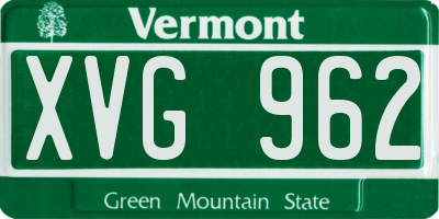 VT license plate XVG962