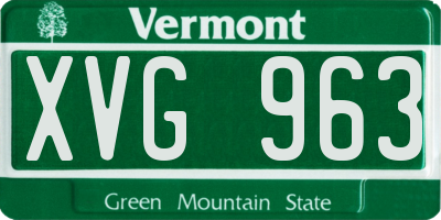 VT license plate XVG963