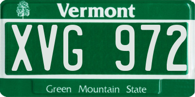 VT license plate XVG972