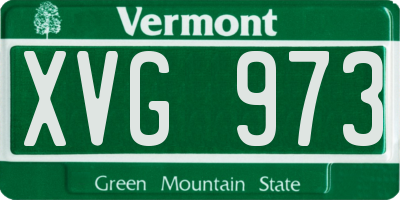 VT license plate XVG973