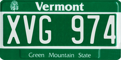 VT license plate XVG974