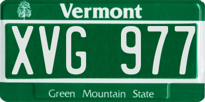 VT license plate XVG977