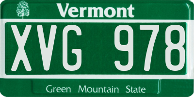 VT license plate XVG978
