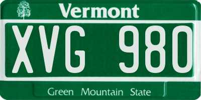 VT license plate XVG980