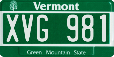 VT license plate XVG981