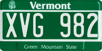 VT license plate XVG982