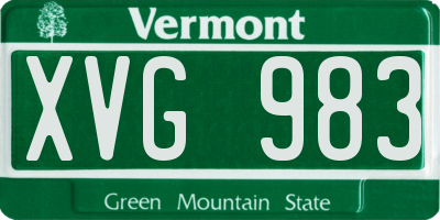 VT license plate XVG983