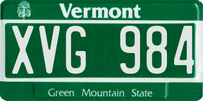 VT license plate XVG984