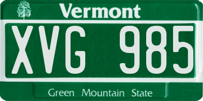 VT license plate XVG985