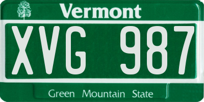 VT license plate XVG987