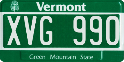 VT license plate XVG990