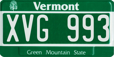 VT license plate XVG993