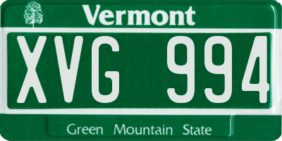 VT license plate XVG994