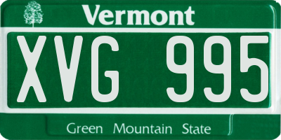 VT license plate XVG995