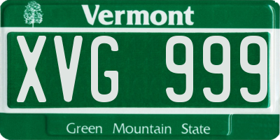 VT license plate XVG999