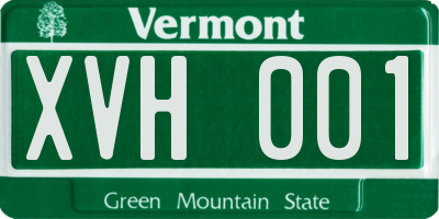 VT license plate XVH001