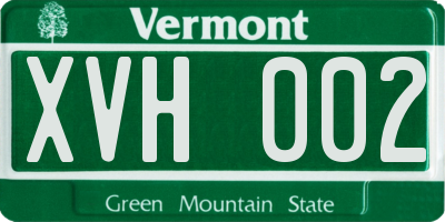 VT license plate XVH002