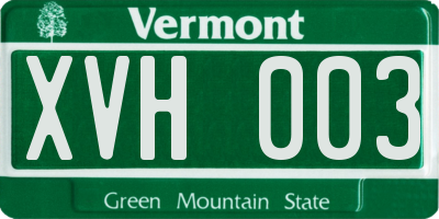 VT license plate XVH003