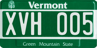 VT license plate XVH005