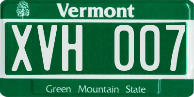 VT license plate XVH007