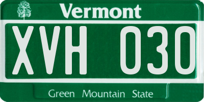 VT license plate XVH030