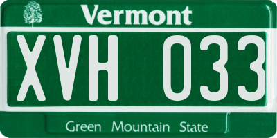 VT license plate XVH033