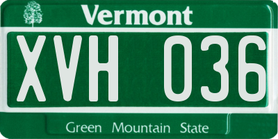 VT license plate XVH036