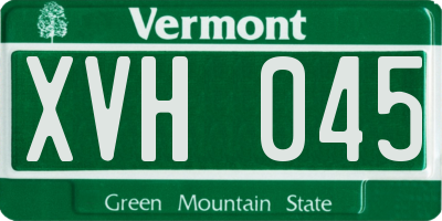VT license plate XVH045