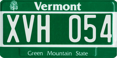 VT license plate XVH054