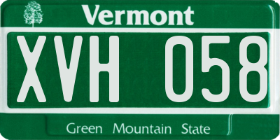 VT license plate XVH058