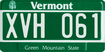 VT license plate XVH061