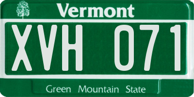 VT license plate XVH071
