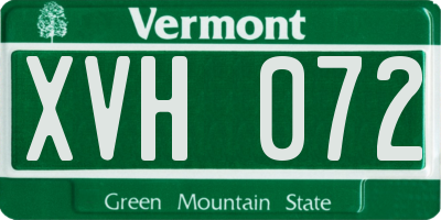 VT license plate XVH072