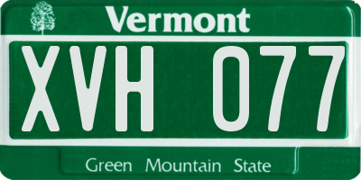 VT license plate XVH077