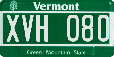 VT license plate XVH080
