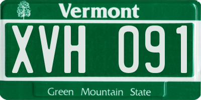 VT license plate XVH091