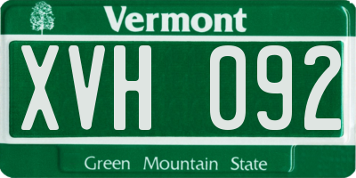 VT license plate XVH092