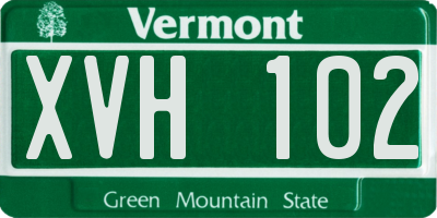 VT license plate XVH102