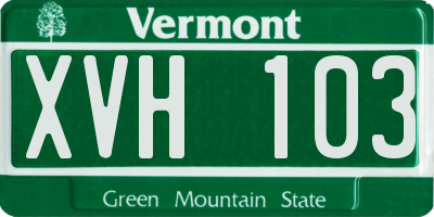 VT license plate XVH103
