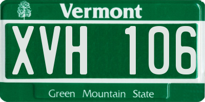 VT license plate XVH106