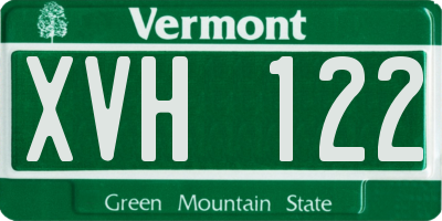 VT license plate XVH122