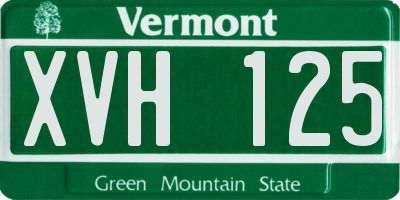 VT license plate XVH125