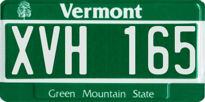 VT license plate XVH165