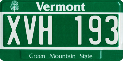VT license plate XVH193
